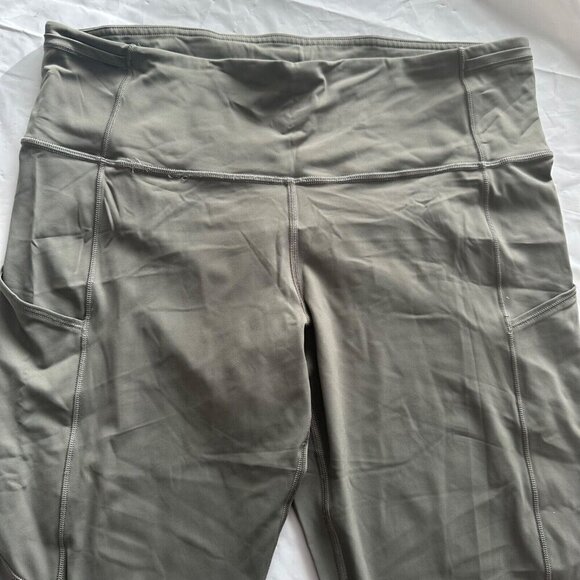 Lululemon Align High-Rise Crop Leggings 19" Women's Sz 12 Green Twill Nulu Yoga - Picture 2 of 12